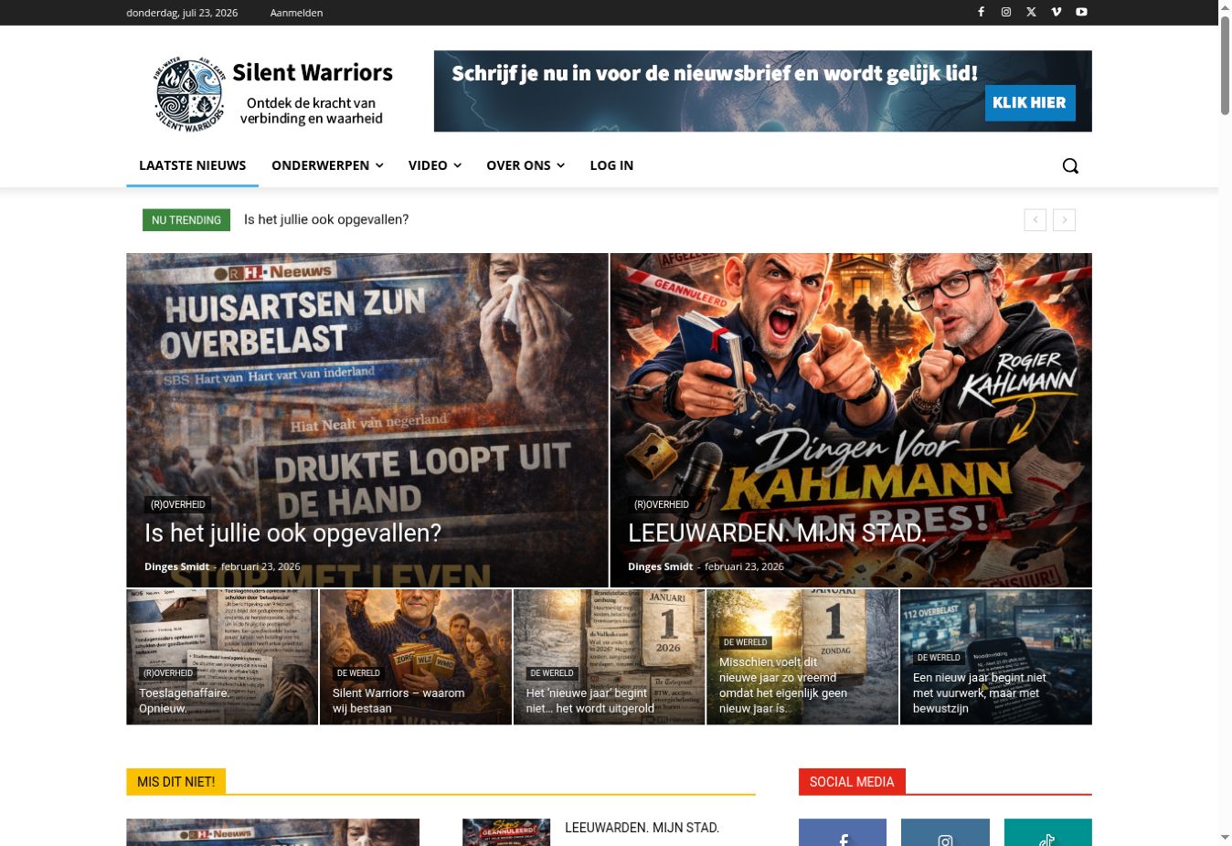 Homepage van Silent Warriors